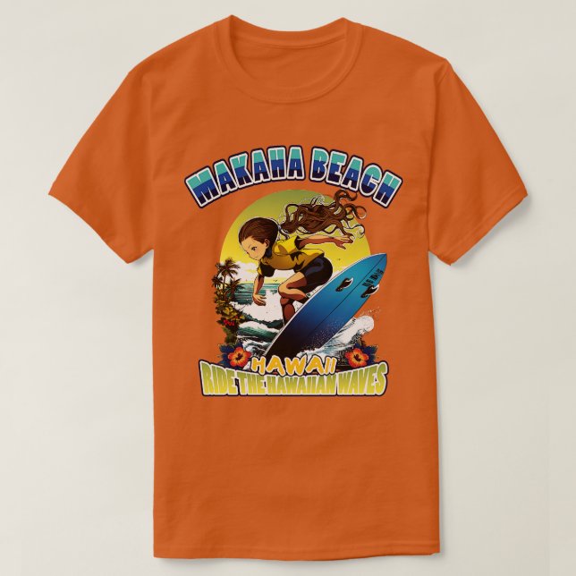 Camiseta Hawaii makaha beach surfing 80802 TShirt (Diseño del anverso)
