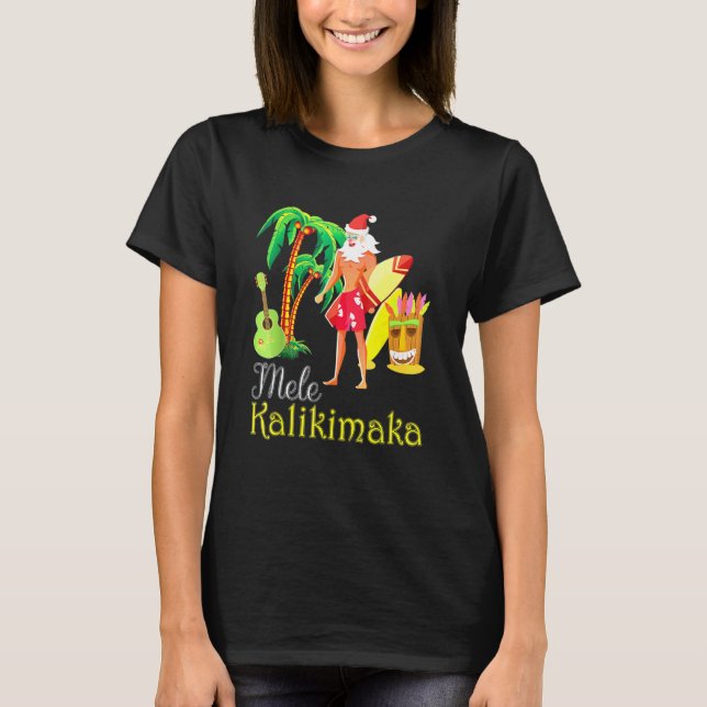 Camiseta Hawaii Mele Kalikimaka Santa Navidades De Surf Ug (Anverso)