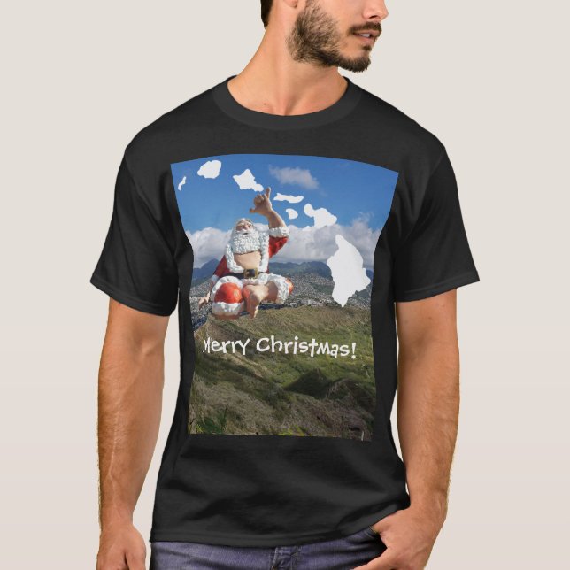 Camiseta Hawaii Papá Noel e islas hawaianas (Anverso)