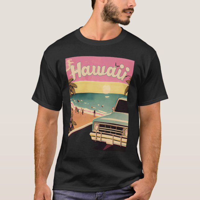 Camiseta Hawaii Retro Beach Vacation Souvenir Surf Hawái (Anverso)
