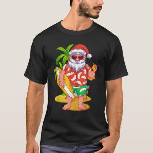 Camiseta Hawaii Santa Claus Surfing Tropical Summer Christi