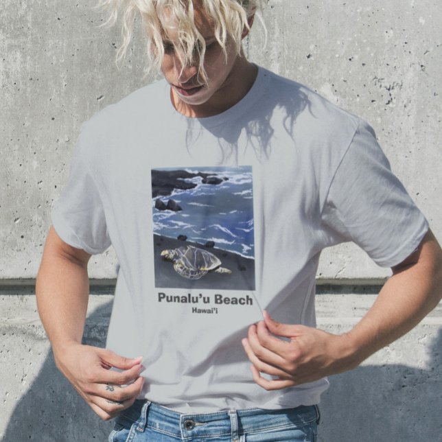 Camiseta Hawaii Sea Turtle on Black Sand Beach T-Shirt (Subido por el creador)