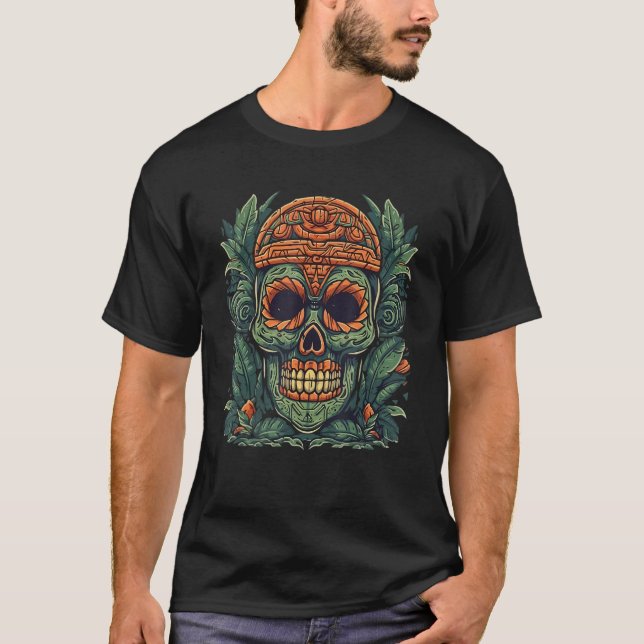 Camiseta Hawaii Skull Tiki Mask Tropical Hawaiian Men Women (Anverso)