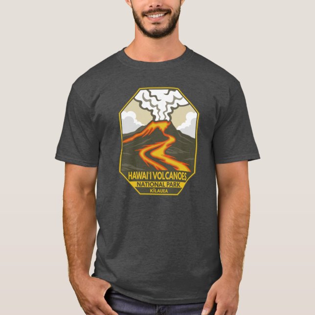 Camiseta Hawaii Volcanoes National Park Kilauea Retro Emble (Anverso)