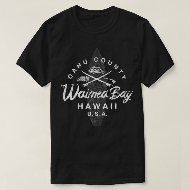 Camiseta Hawaii Waimea Bay North Shore Oahu Hawaiian Surfin (Diseño del anverso)