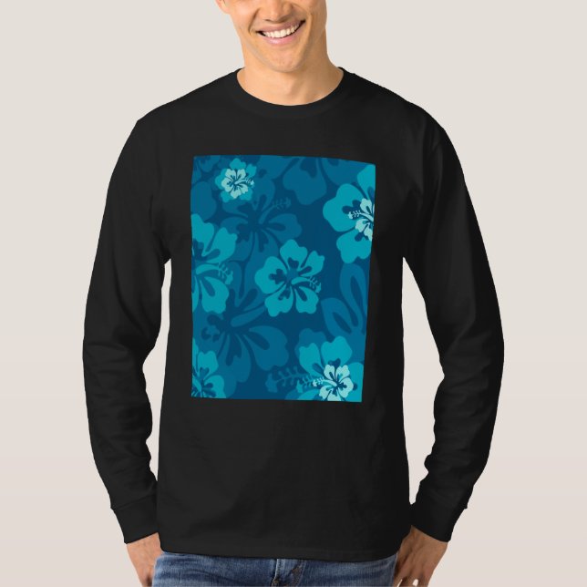 Camiseta Hawaiian Blue Hibiscus Flower Tropical Floral (Anverso)