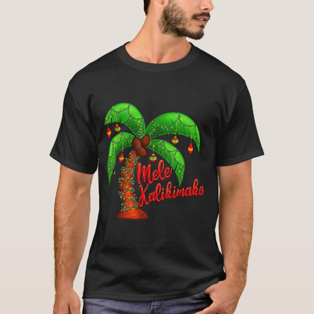 Camiseta Hawaiian Christmas Mele Kalikimaka Coconut Tree  (Anverso)