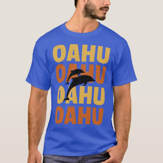 Camiseta Hawaiian Islands Surf Style Oahu Dolphin Wating