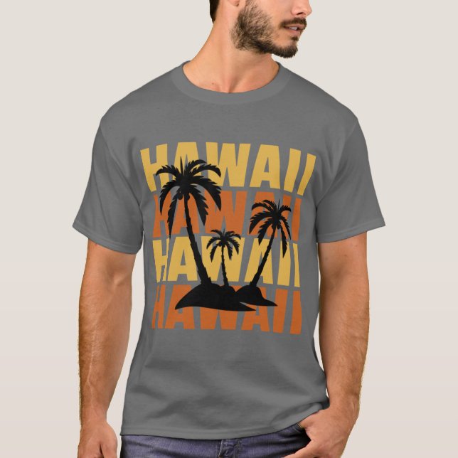 Camiseta Hawaiian Islands Surf Style Palm Trees Beach print (Anverso)