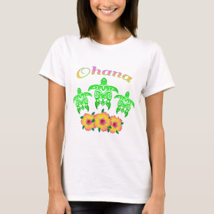 Camiseta Hawaiian Ohana de las tortugas de mar verde