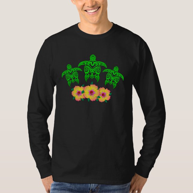 Camiseta Hawaiian Ohana Family Green Sea Turtles Beach (Anverso)