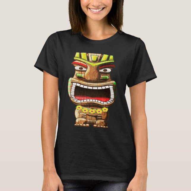 Camiseta Hawaiian Polynesian Tiki Statue (Anverso)