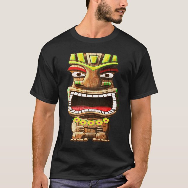Camiseta Hawaiian Polynesian Tiki Statue (Anverso)