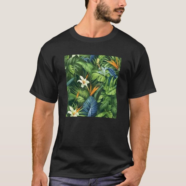 Camiseta Hawaiian Tropical Flower Leaf Pattern Beach Vacati (Anverso)
