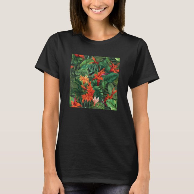 Camiseta Hawaiian Tropical Flower Leaf Pattern Beach Vacati (Anverso)