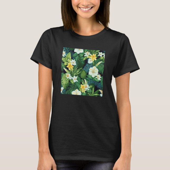 Camiseta Hawaiian Tropical Flower Leaf Pattern Beach Vacati (Anverso)