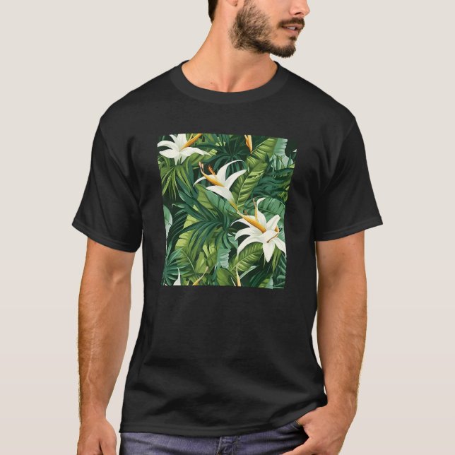 Camiseta Hawaiian Tropical Flower Leaf Pattern Beach Vacati (Anverso)