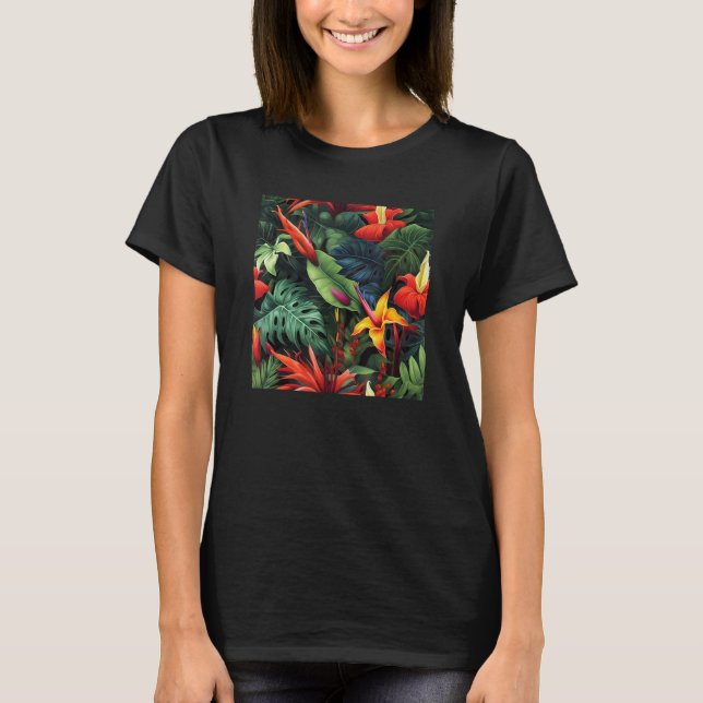 Camiseta Hawaiian Tropical Flower Leaf Pattern Beach Vacati (Anverso)