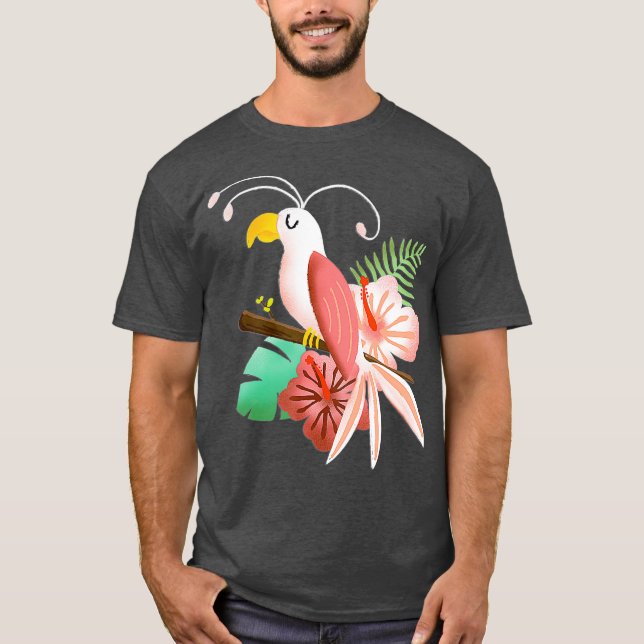 Camiseta Hawaiian Tropical Parrot Cockatiel Bird Island (Anverso)