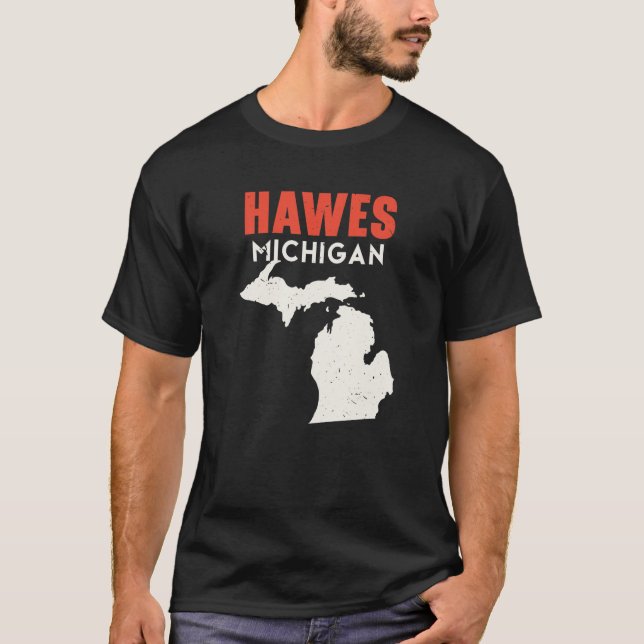 Camiseta Hawes Michigan Estados Unidos América Viajes Michi (Anverso)
