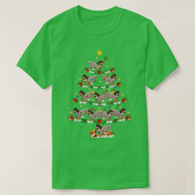 Camiseta Hawk Bird Lover Xmas enciende Hawk Christmas Tree (Diseño del anverso)