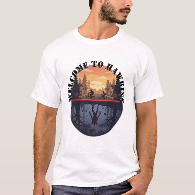 Camiseta Hawkins Upside-Down Split Scene (Anverso)