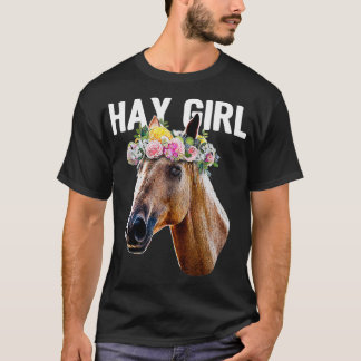 Camiseta Hay Chica Caballo Floral Caballo de Hípica en equi