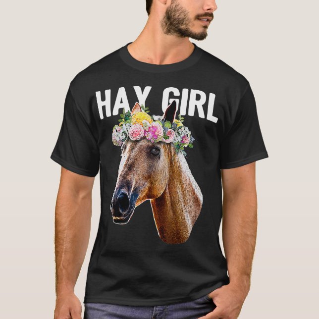 Camiseta Hay Chica Caballo Floral Caballo de Hípica en equi (Anverso)