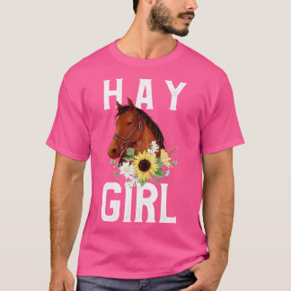 Camiseta Hay Chica Caballo Floral Caballo de Hípica en equi