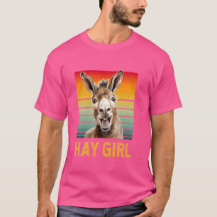 Camiseta Hay Chica se ríe de Donkey Cute Country Farm Gir
