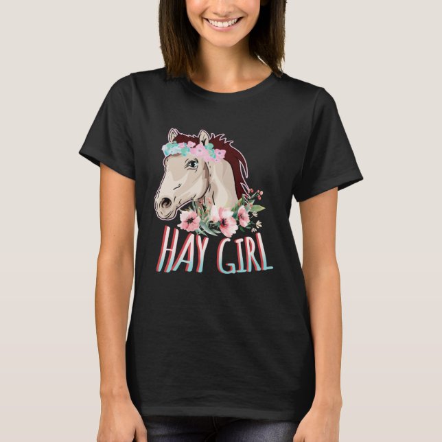 Camiseta Hay Girl Horse & Flowers Horseback Riding Floral H (Anverso)