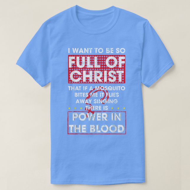 Camiseta Hay poder en la sangre graciosa cristiana religios (Diseño del anverso)