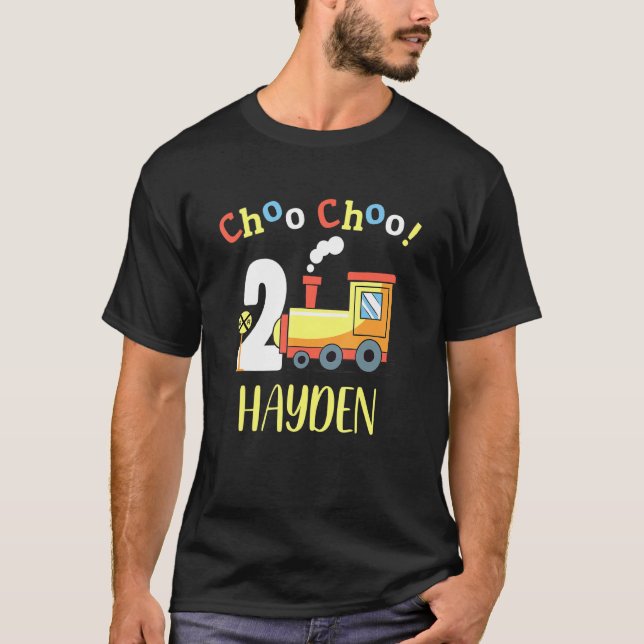 Camiseta Hayden Choo Choo Dos Tren Segundo Cumpleaños Turno (Anverso)