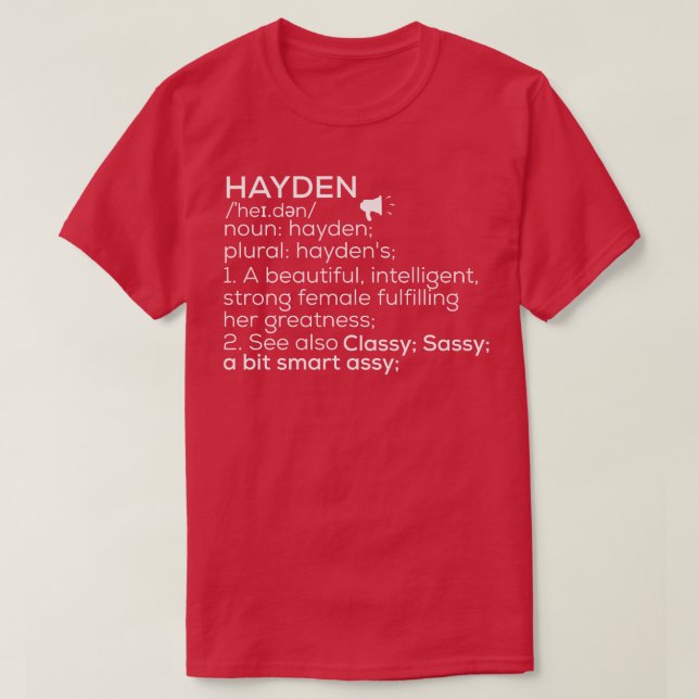 Camiseta Hayden Nombre Hayden Definición Hayden Nombre feme (Diseño del anverso)