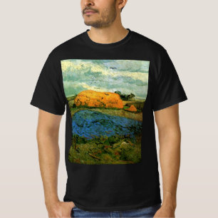 Camiseta Haystacks Under a Rainy Sky de Vincent van Gogh