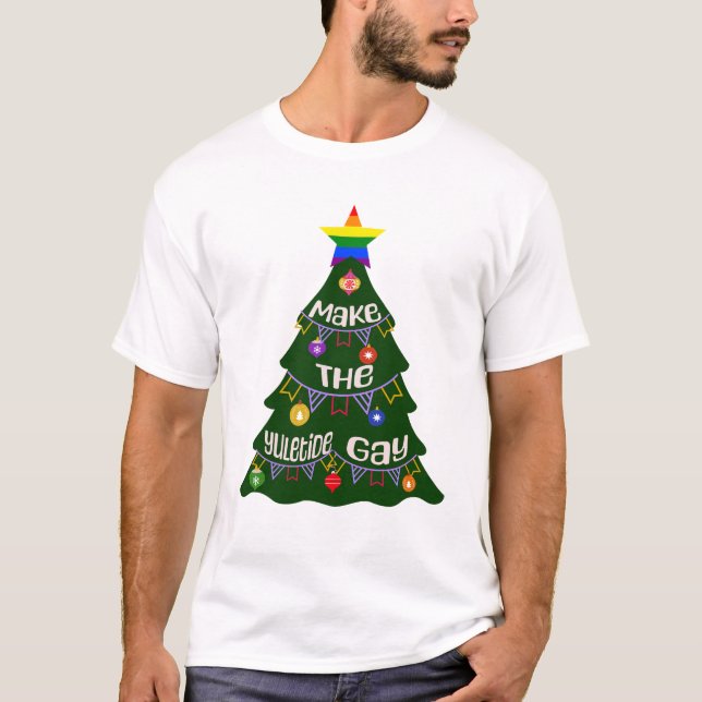 Camiseta Haz del orgullo gay de Yuletide (Anverso)