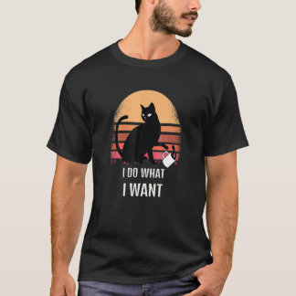 Camiseta Haz lo que Quiero Gato Negro Vintage Taza Roja Mi