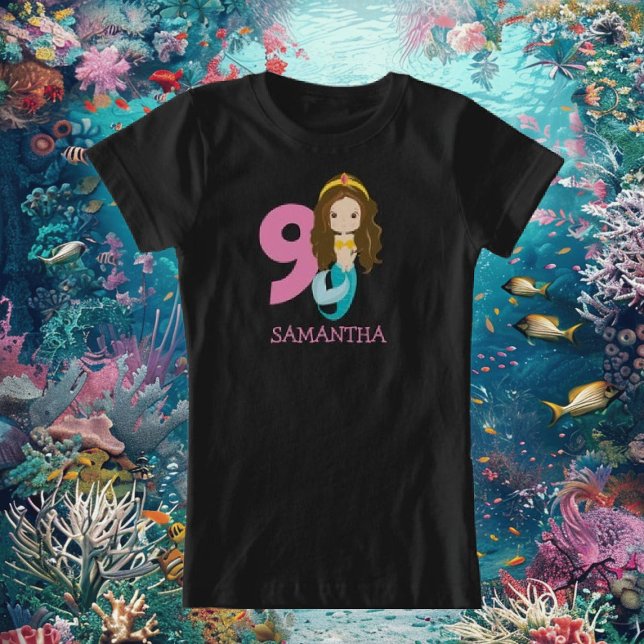 Camiseta ¡Haz olas en tu noveno cumpleaños! (Amazing Mermaid Birthday T-Shirt for Your 9-Year-Old)