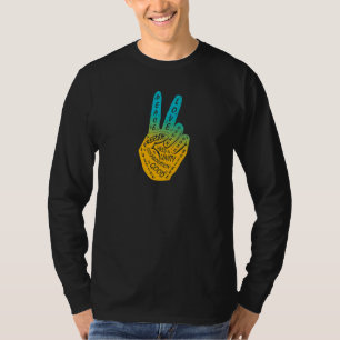 Camiseta Haz Paz No Guerra Señal de Paz de Mano Azul Amari
