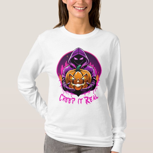 Camiseta Haz que sea real, ilustración de Horror de Hallowe (Anverso)