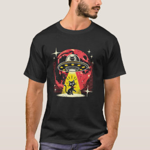 Camiseta Haz Retro Antiguo Rayo OVNI Abducción Gato Espacio