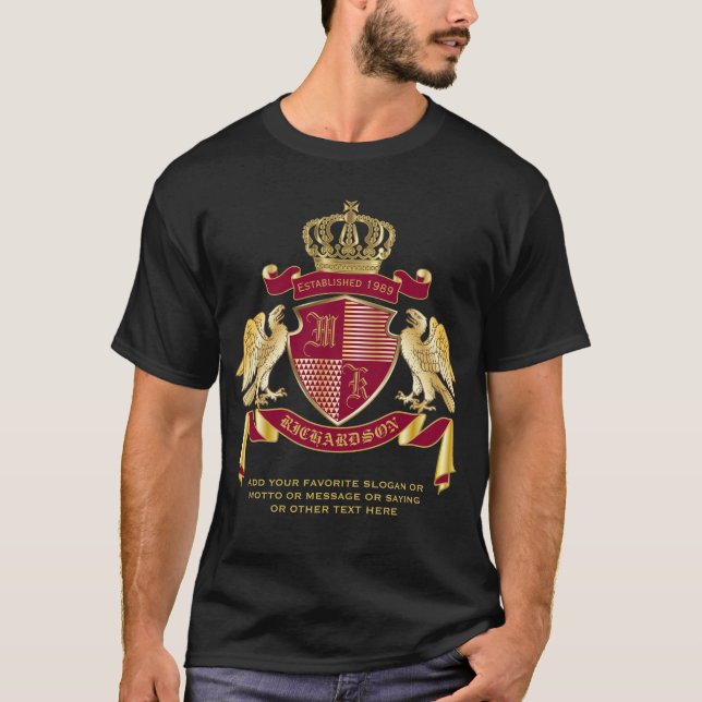 Camiseta Haz tu propio escudo de armas rojo águila dorada b (Anverso)