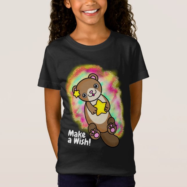 Camiseta Haz un deseo muy lindo Otter con la estrella dorad (Anverso)