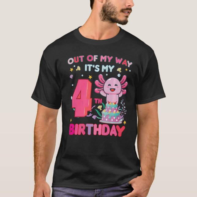 Camiseta Hazlo, es mi cuarto cumpleaños lindo Axolotl 4th B (Anverso)