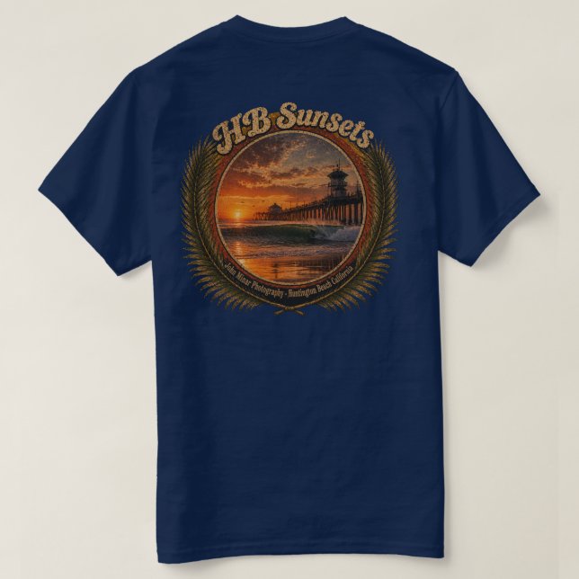 Camiseta HB Sunsets Surf (Hombres)  (Reverso del diseño)