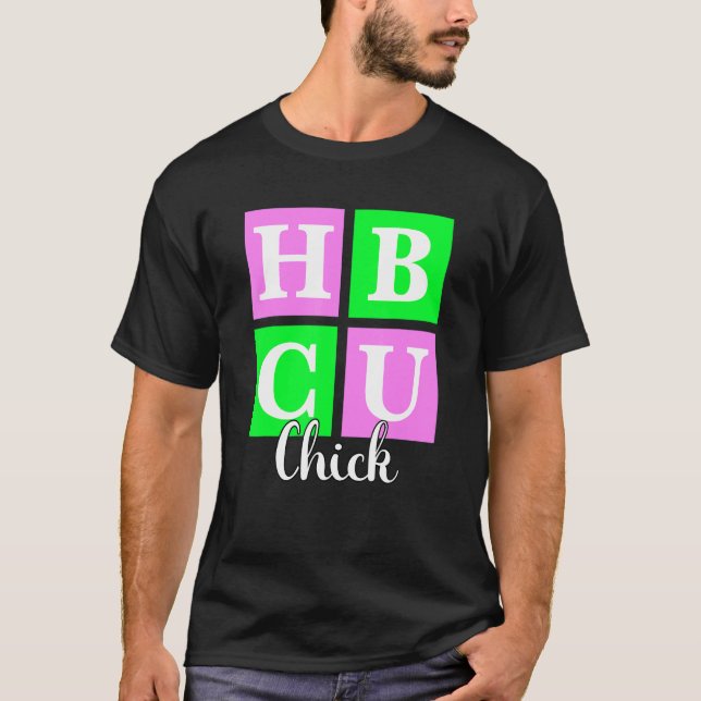 Camiseta HBCU Chick Pink and Green Blocks Love (Anverso)
