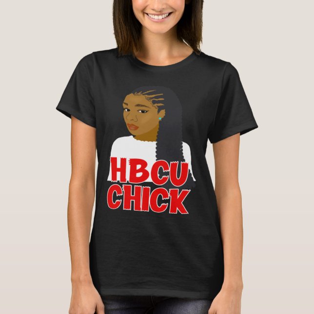 Camiseta HBCU Chick Red and White Braids Grad or Student (Anverso)