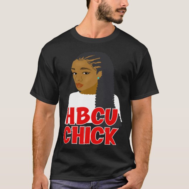 Camiseta HBCU Chick Red and White Braids Grad or Student (Anverso)