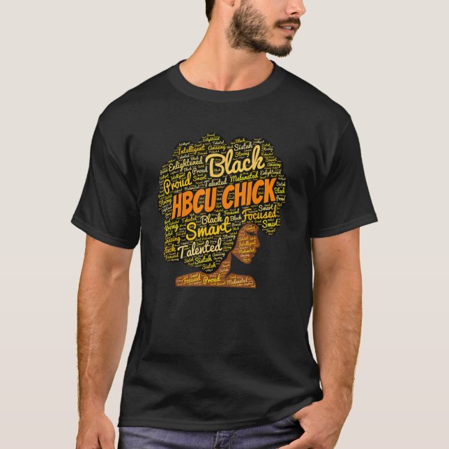 Camiseta HBCU Chick Words in Afro (Anverso)