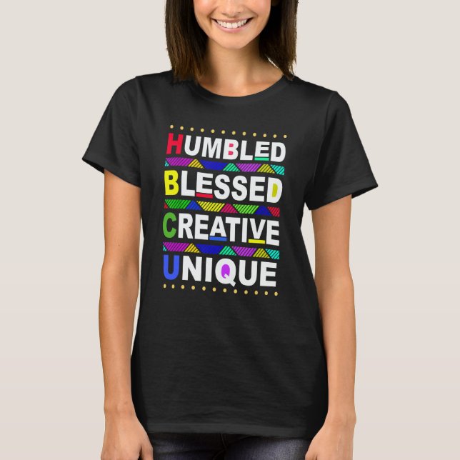 Camiseta HBCU Humbled Blessed Creative Unique Historical (Anverso)